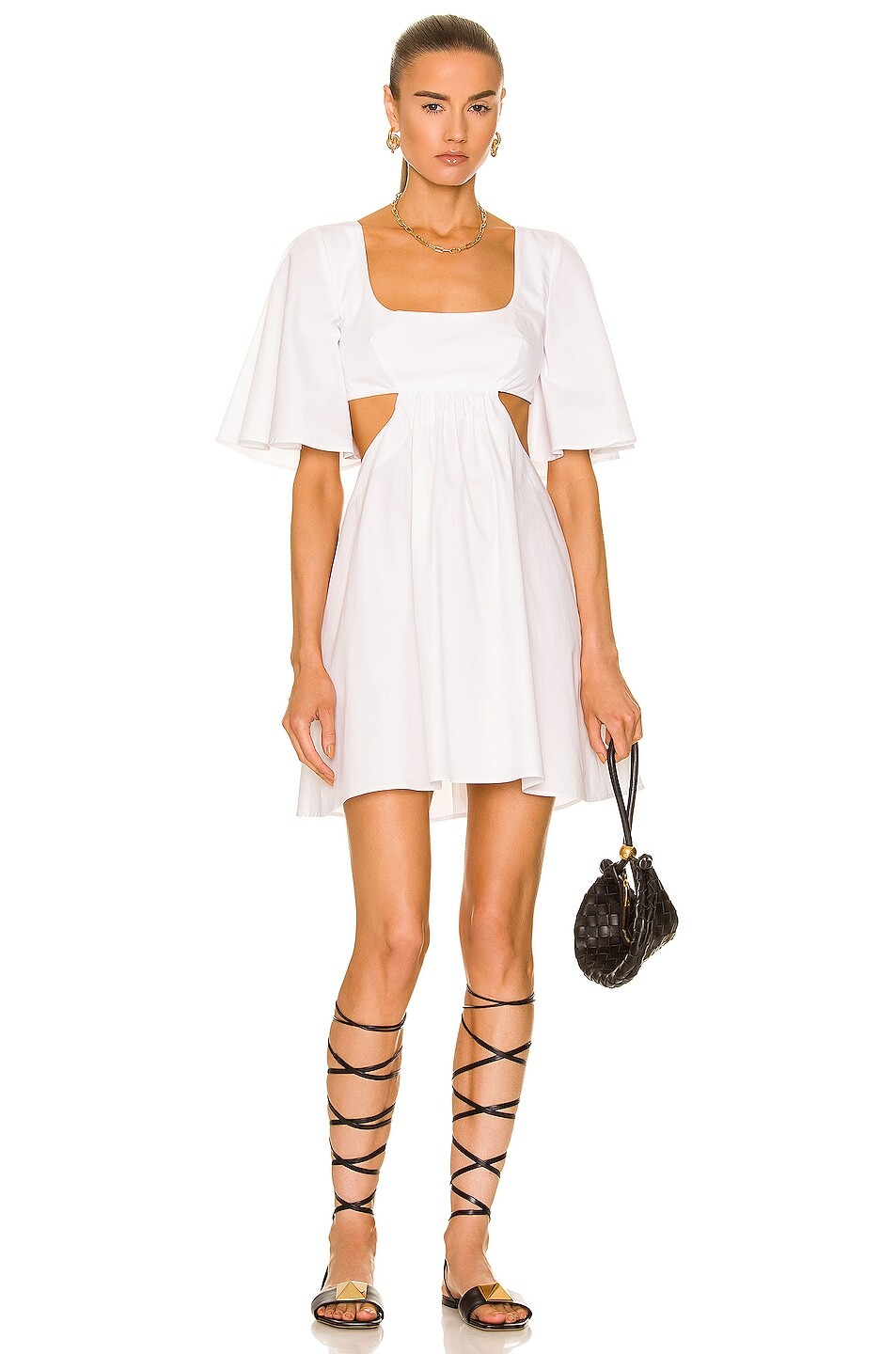

Платье мини Matthew Bruch Flutter Sleeve Cutout, белый