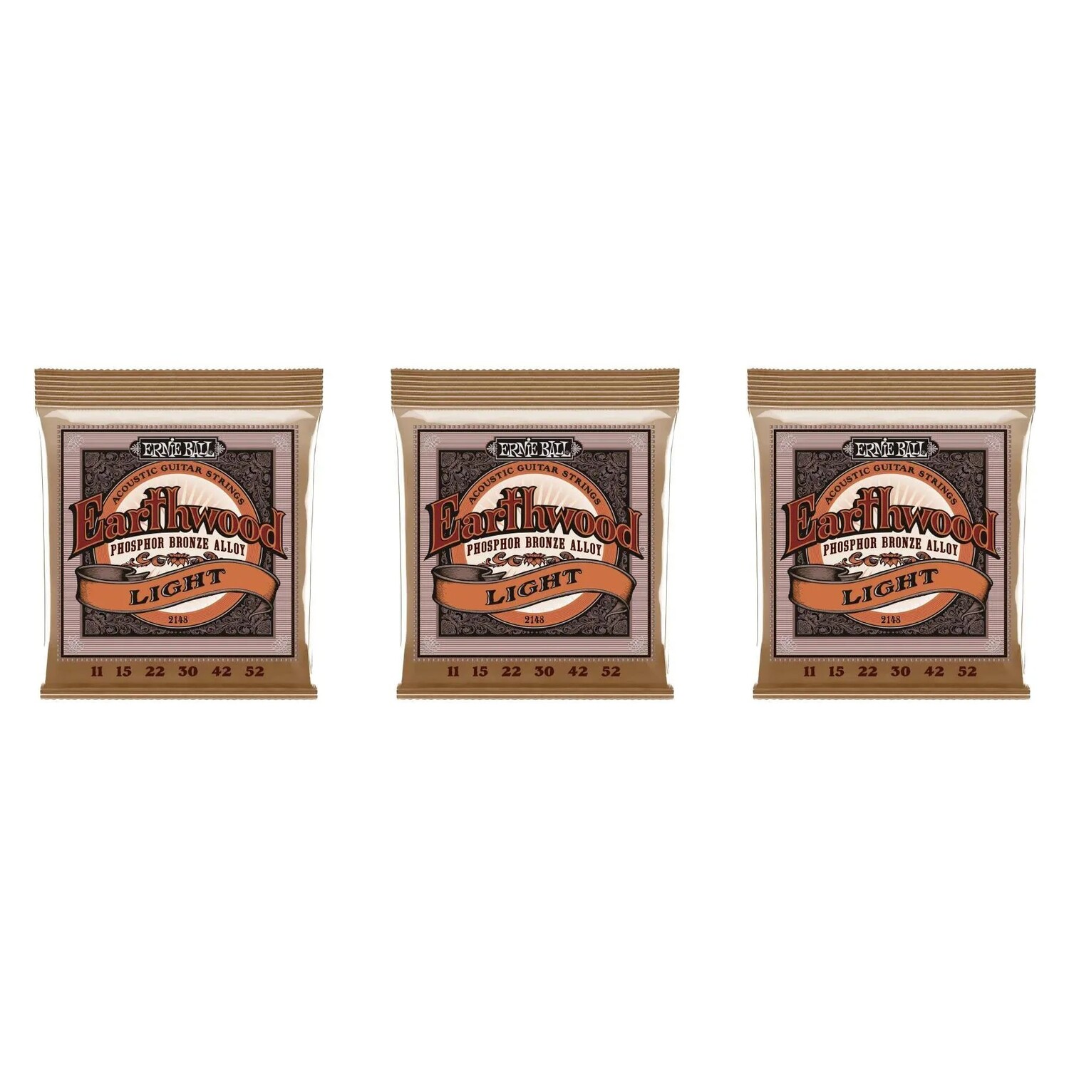 

Струны для акустической гитары Ernie Ball 2148 Earthwood Phosphor Bronze — .011-.052 Light (3 шт.)