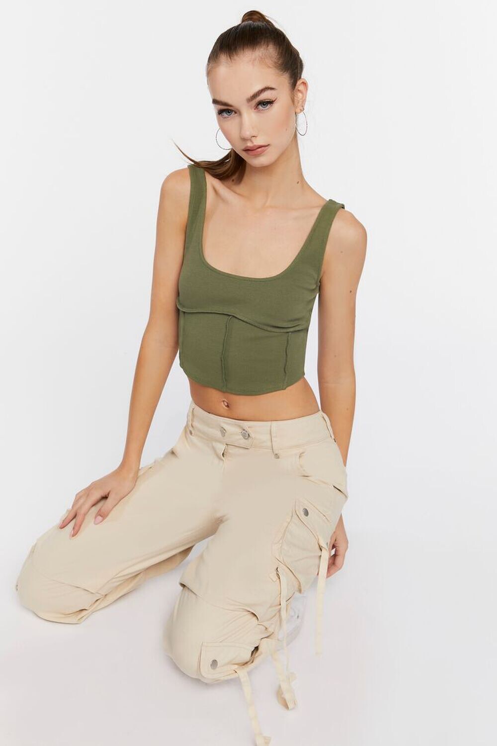 

Укороченный топ-бюстье Forever 21, оливковый