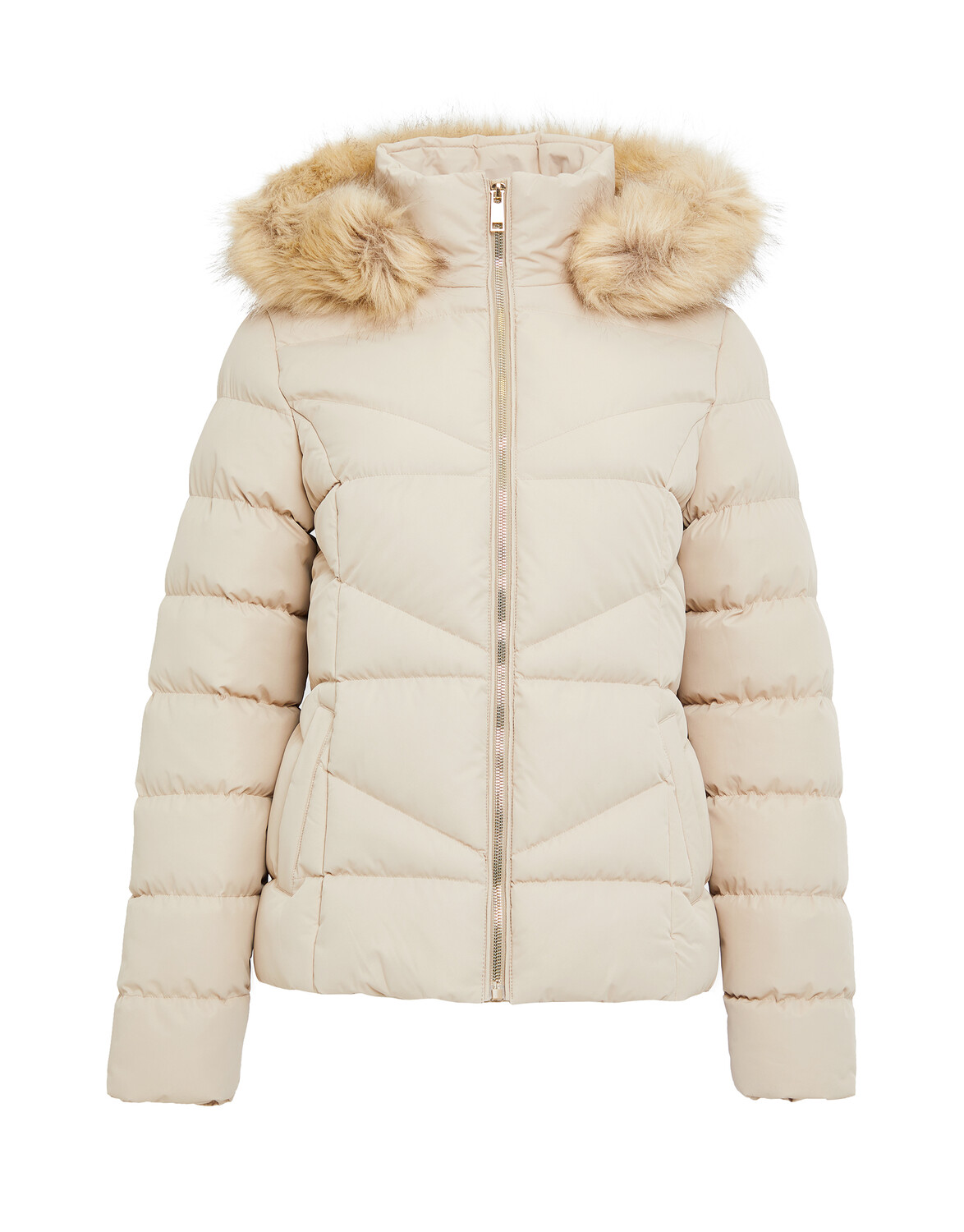 

Пуховик Threadbare THB Hails Fur Trim Puffer, серый
