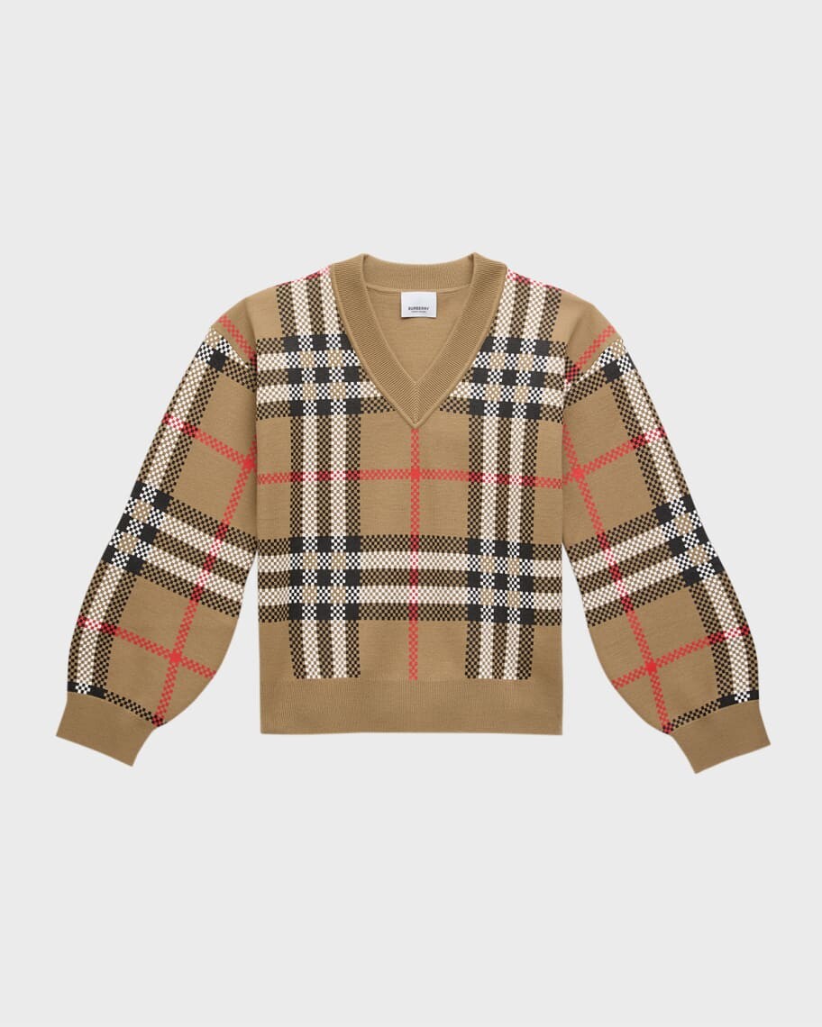

Шерстяной свитер в клетку Holly для девочек, размеры 6–14 Burberry