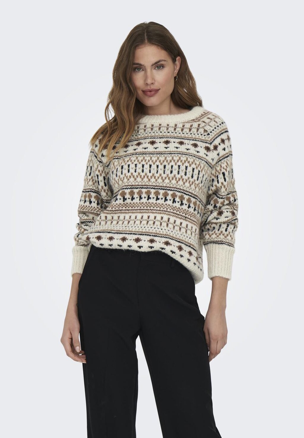 

Свитшот ONLY ONLYFANS LIFE O NECK, цвет birch/black/friar brown/toasted coconut/wheathered teak