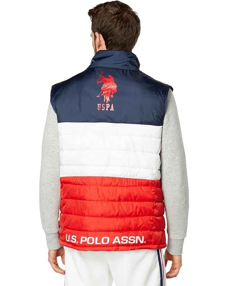 Утепленный жилет U.S. POLO ASSN. USPA Tricolored Quilted Vest, цвет Classic Navy утепленный жилет u s polo assn cropped puffer vest цвет pastel lilac