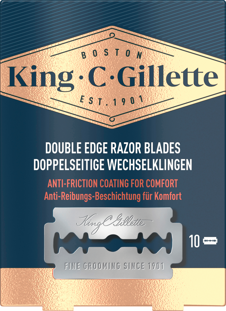 Лезвия с двойным лезвием для безопасных бритв 10 шт. King C. Gillette