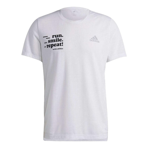 

Футболка adidas Signature Short Sleeve Running Top 'White', белый, Белый;серый