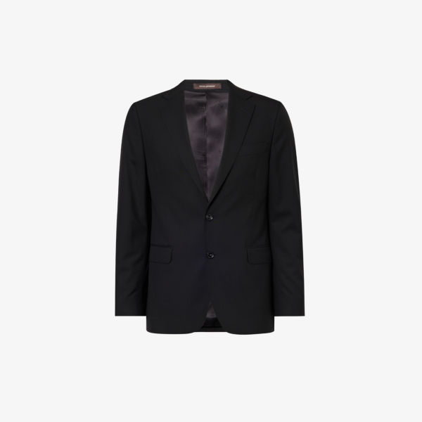 Шерстяная куртка классического кроя со структурированными плечами и зубчатыми лацканами Oscar Jacobson, черный