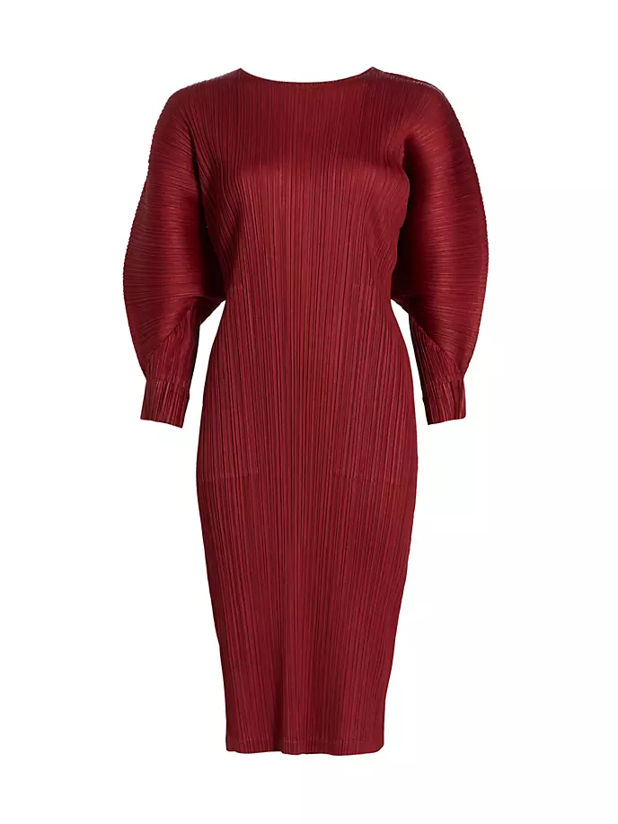 

Плиссированное платье-футляр миди October Pleats Please Issey Miyake, цвет carmine