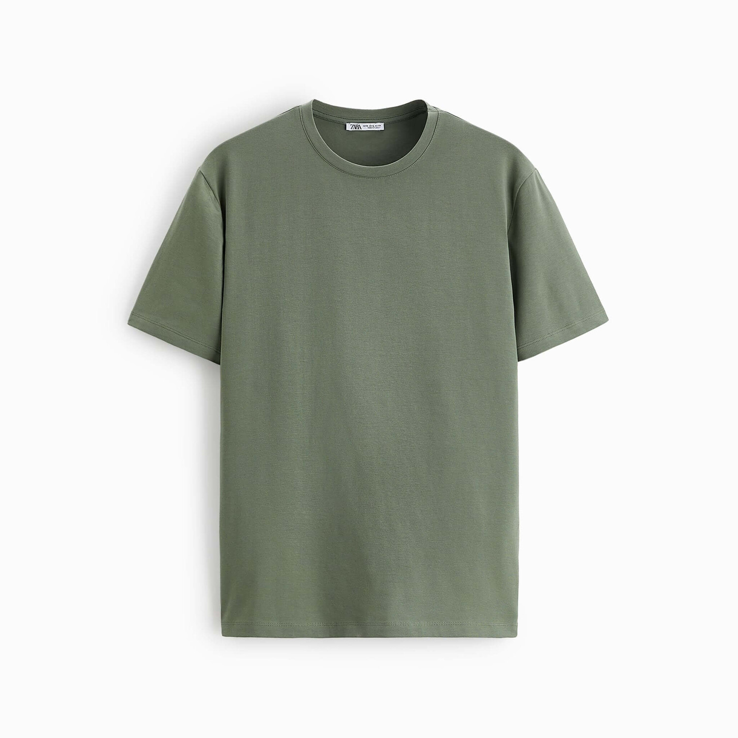 

Футболка Zara Basic Slim Fit, зеленый