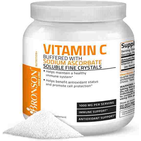 Витамин С некислотный забуференный Bronson Buffered Vitamin C Ascorbic Acid Crystals 1000 мг, 1000 г