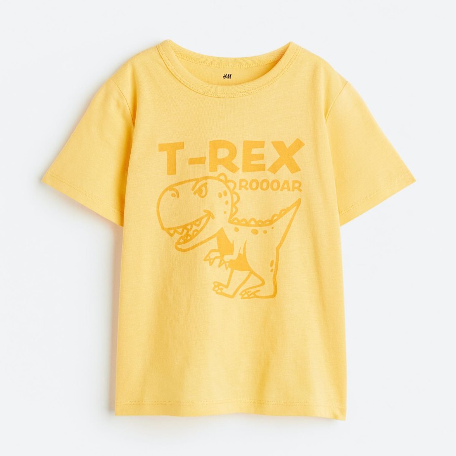 

Футболка H&M Kids Printed Cotton T-Rex, желтый