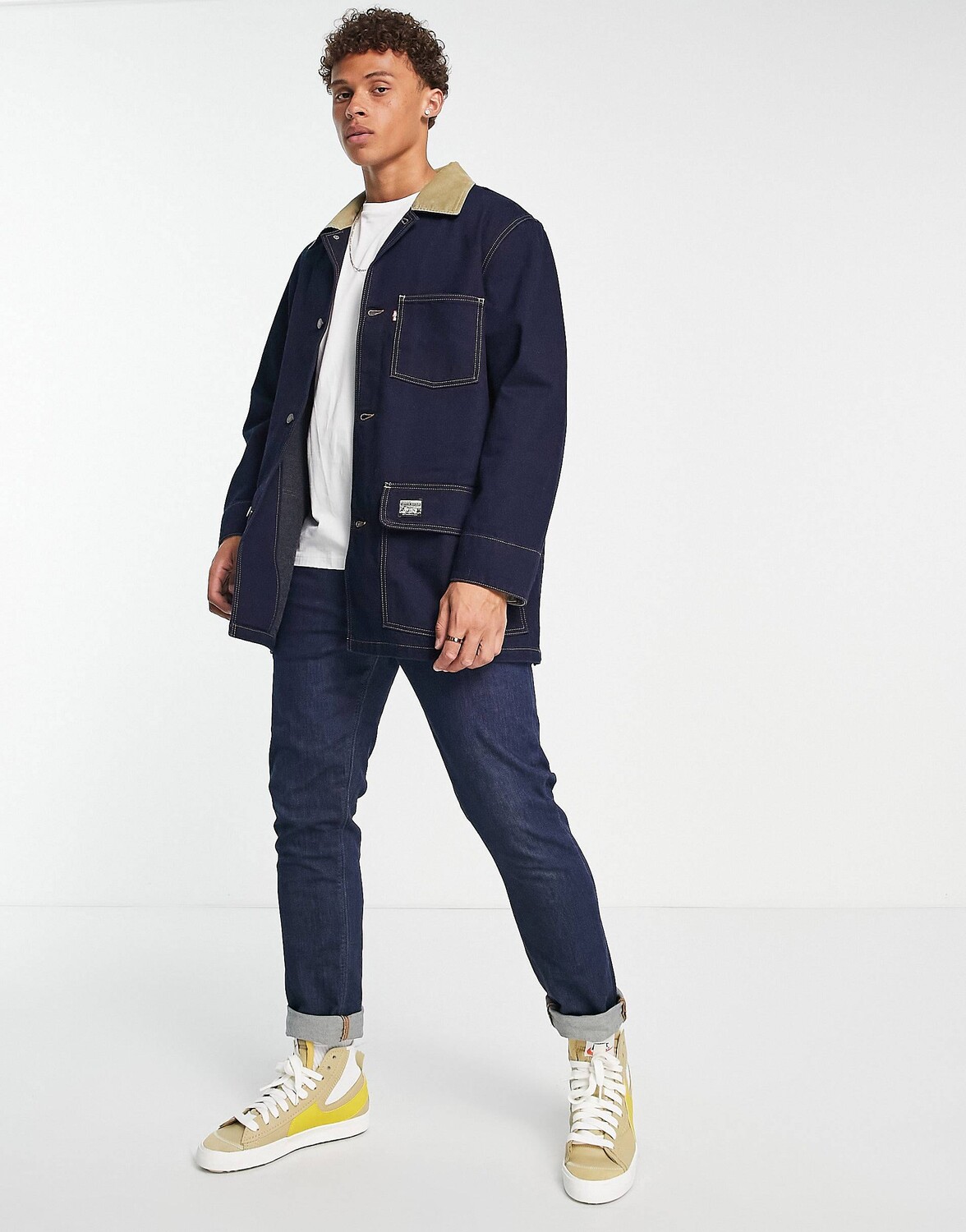 

Темно-синяя джинсовая куртка Levi's Cypress с вельветовым воротником
