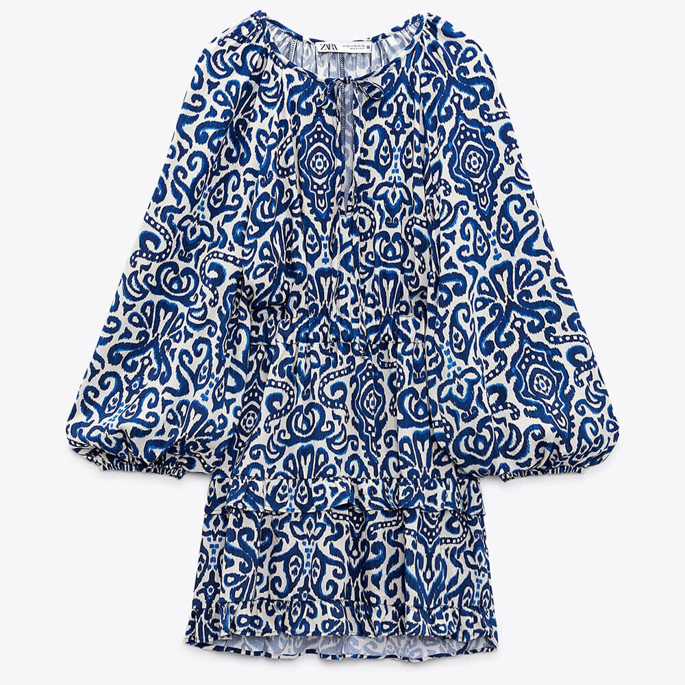 

Платье Zara Short Printed, синий