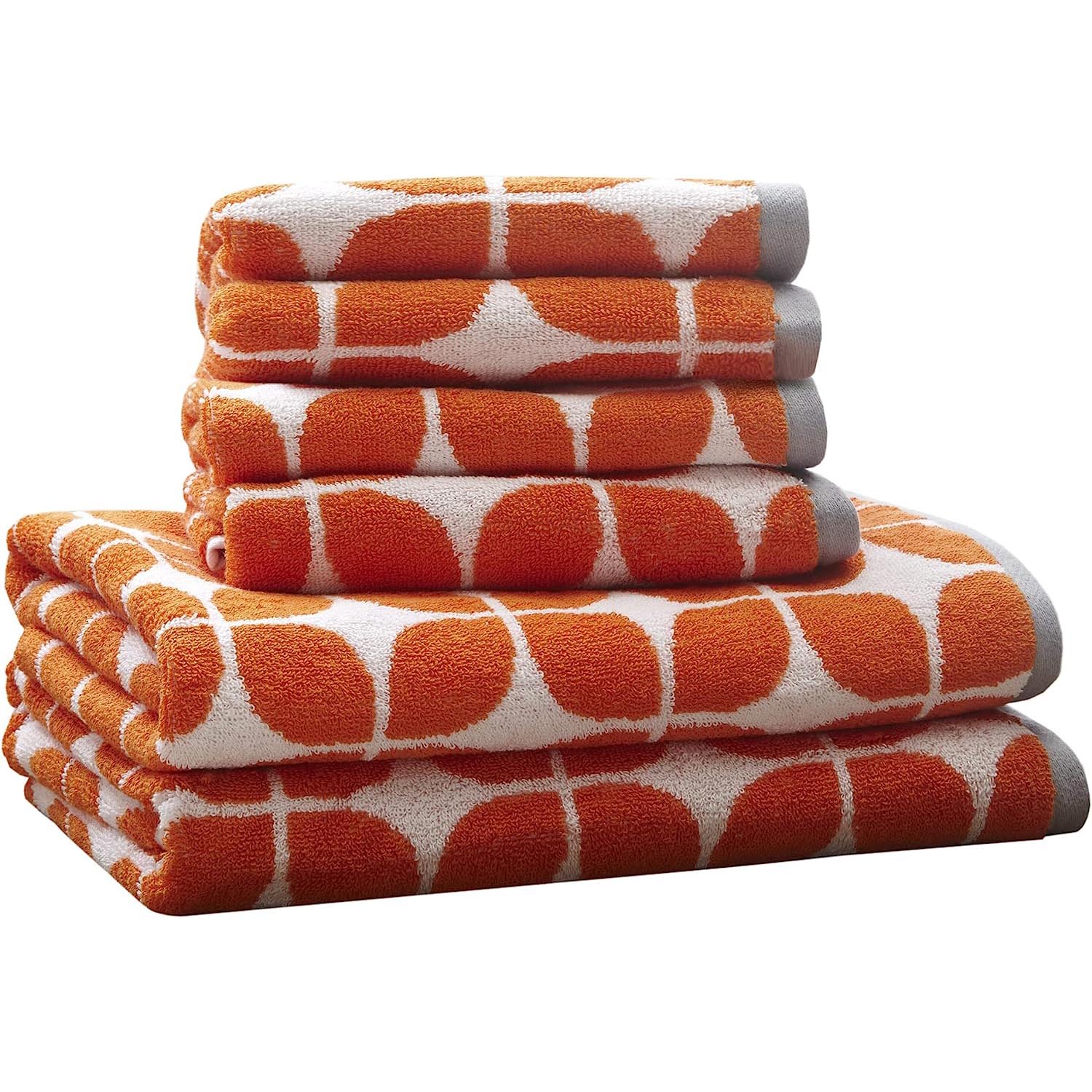Набор полотенец Intelligent Design Lita Jacquard Cotton, 6 предметов, оранжевый/серый