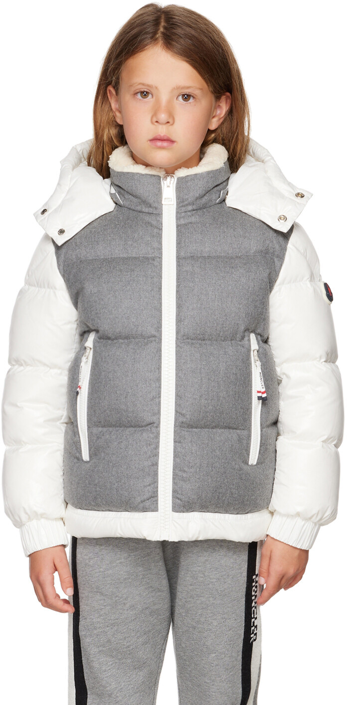 

Детская бело-серая пуховая куртка Bonnat Moncler Enfant