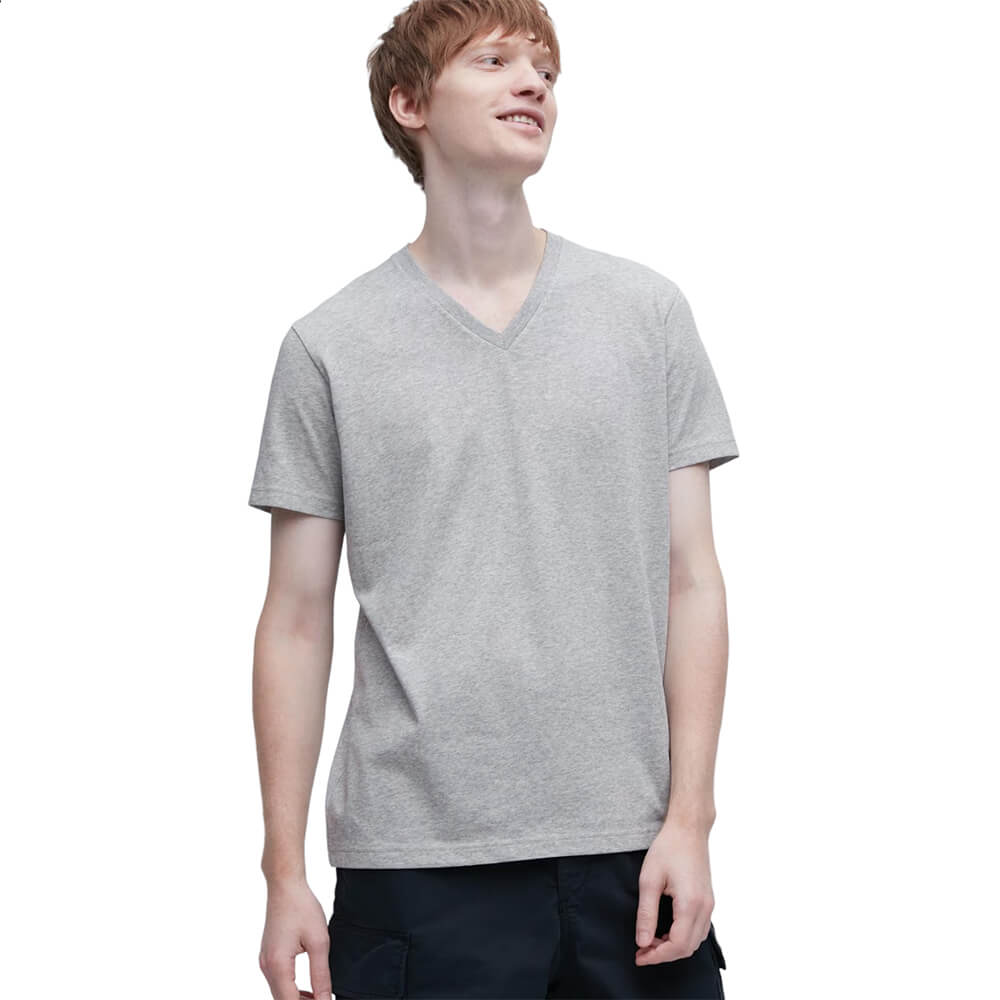 Футболка Uniqlo Dry Color V-Neck Short-Sleeve, серый футболка uniqlo dry color с круглым вырезом серый