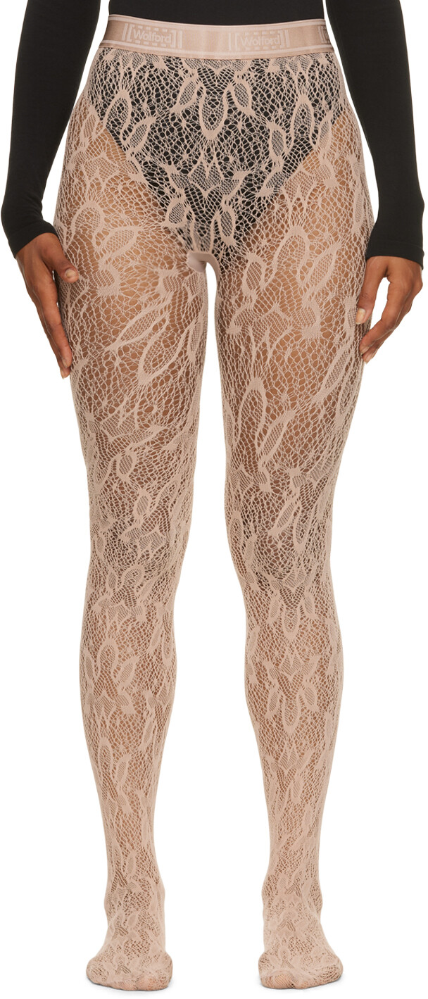 

Розовые сетчатые колготки с цветочным принтом Wolford