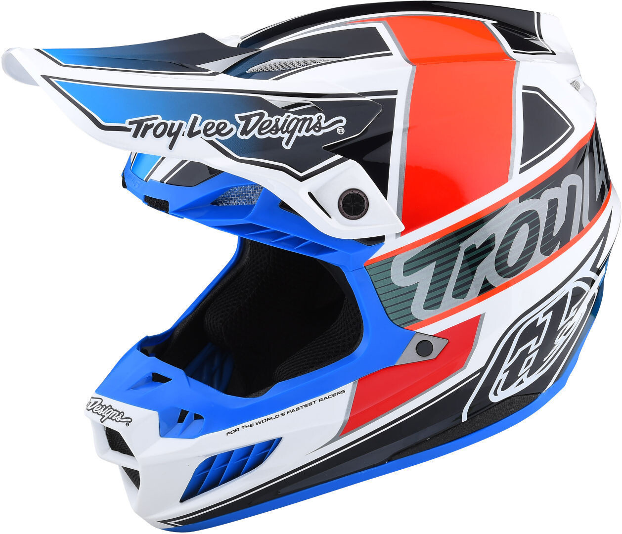 

Troy Lee Designs SE5 Team MIPS Шлем для мотокросса, белый/синий/оранжевый