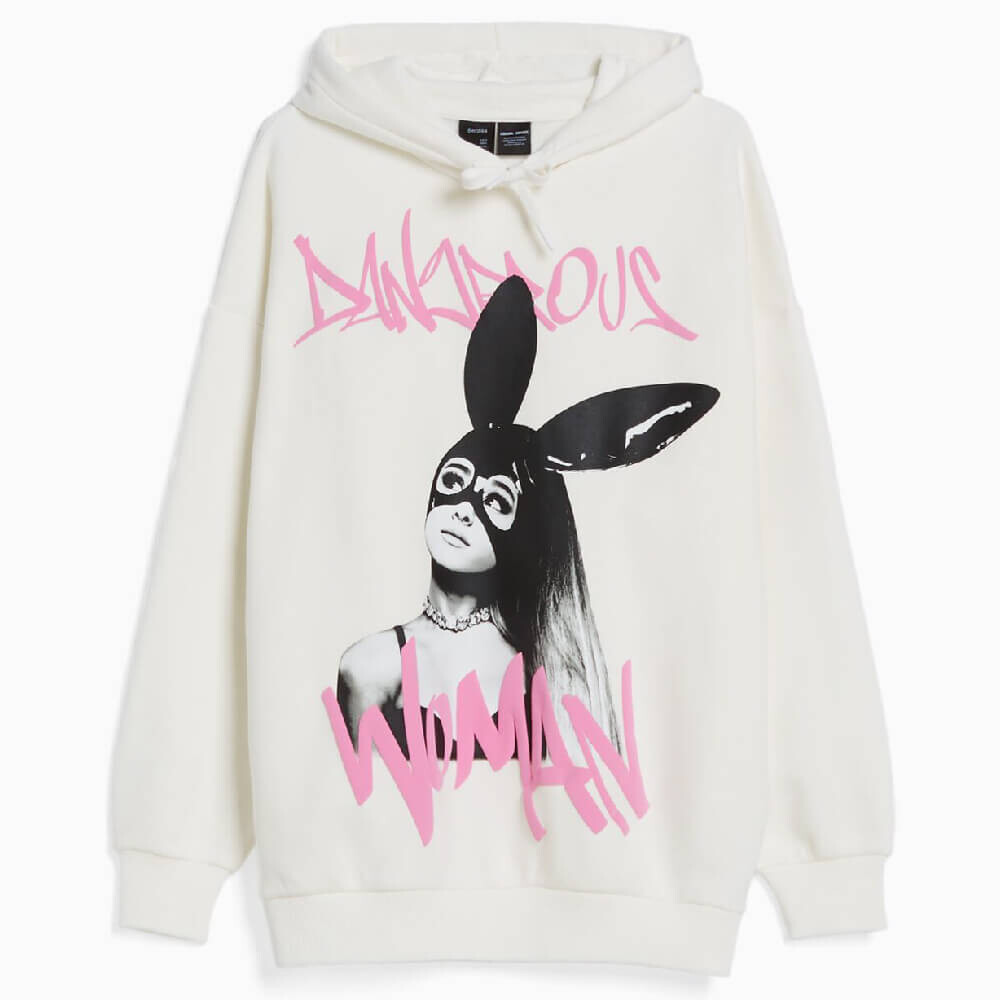 

Худи Bershka Ariana Grande Print, бежевый/розовый