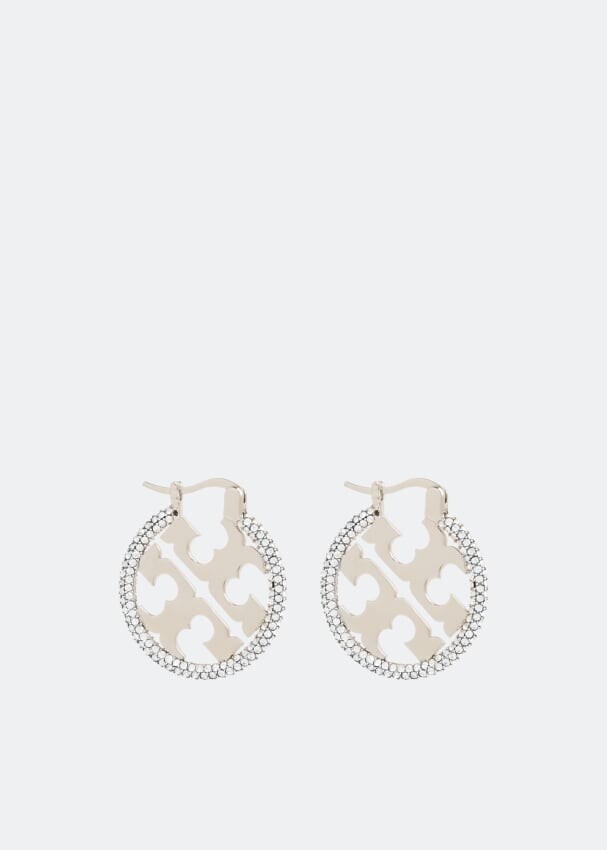 

Серьги TORY BURCH Miller pavé hoop earrings, серебряный