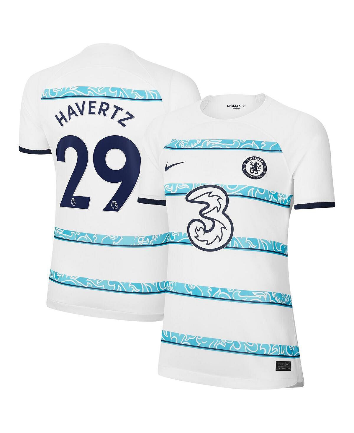 

Женская футболка kai havertz white chelsea 2022/23 away breathe stadium replica player jersey Nike, белый