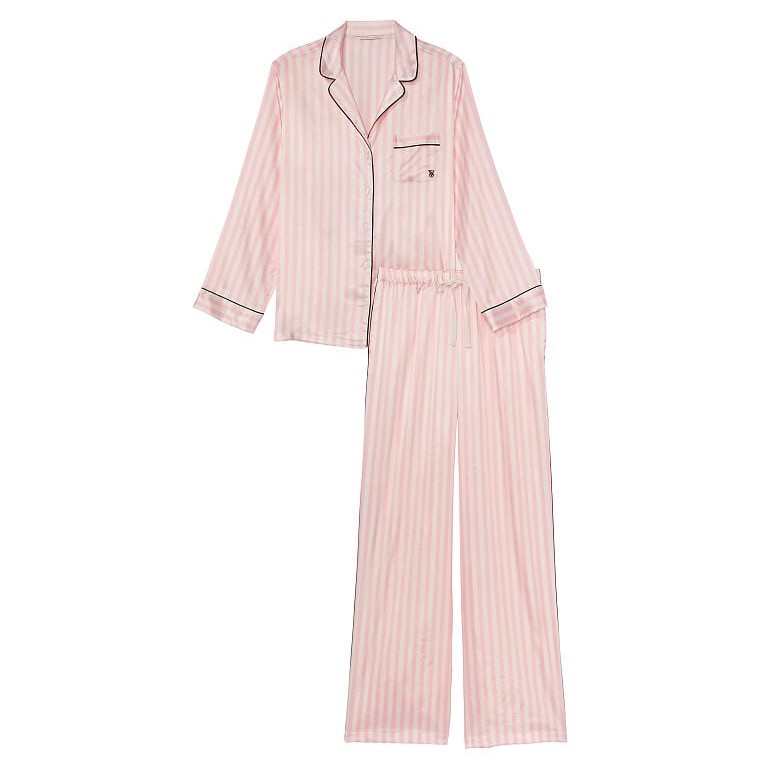 Пижама Victoria's Secret Satin Long, розовый комплект пижамный с длинными рукавами la redoute xl серый