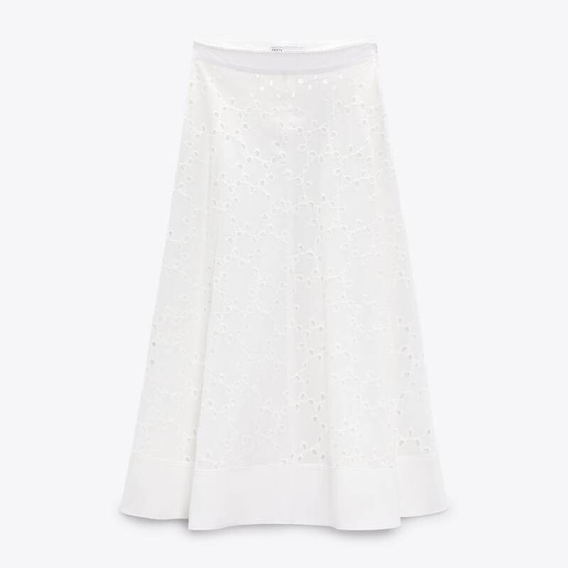 

Юбка с вышивкой Zara, белый