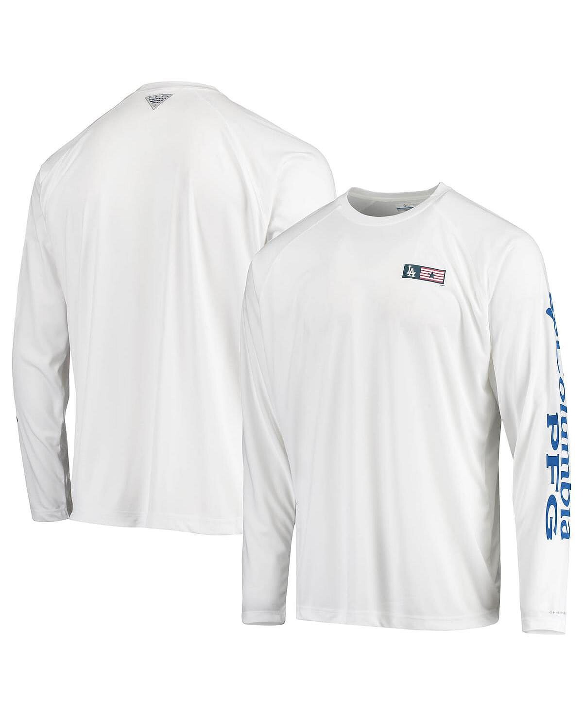 

Мужская белая футболка с длинным рукавом los angeles dodgers americana terminal tackle omni-shade raglan Columbia, белый