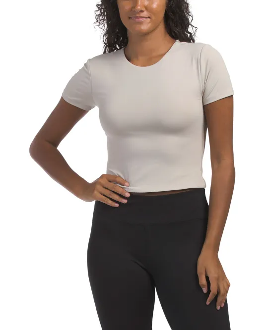 

Футболка Contour Cali Meet And Greet с круглым вырезом и короткими рукавами Yogalicious, цвет Cloud