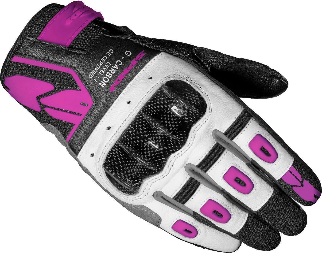 Перчатки женские Spidi G-Carbon мотоциклетные, черный/белый/розовый