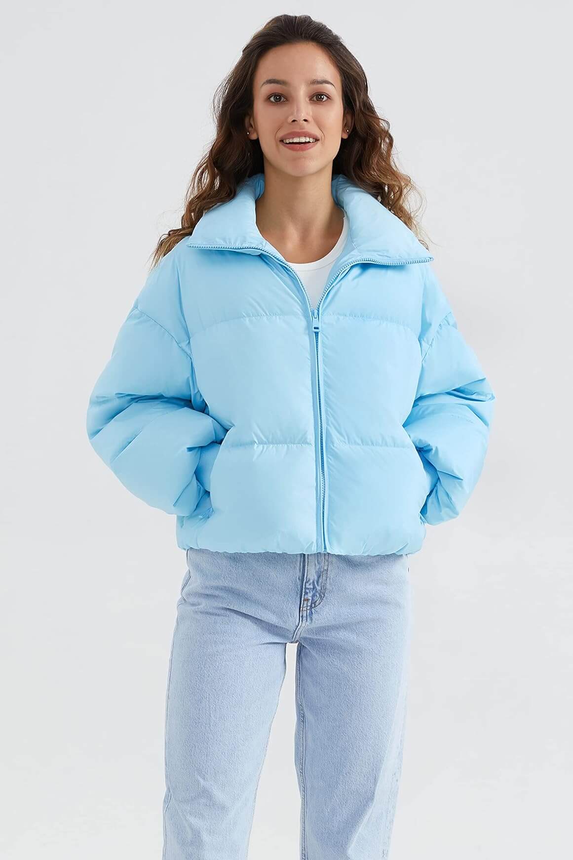 Куртка Orolay Winter Oversized Short Down, голубой