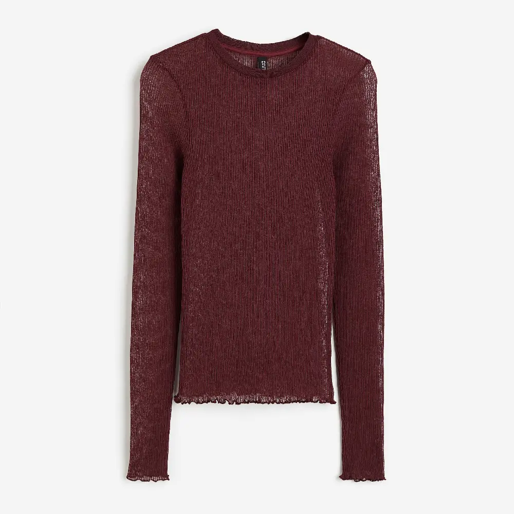 

Топ H&M Sheer Ribbed, бордовый
