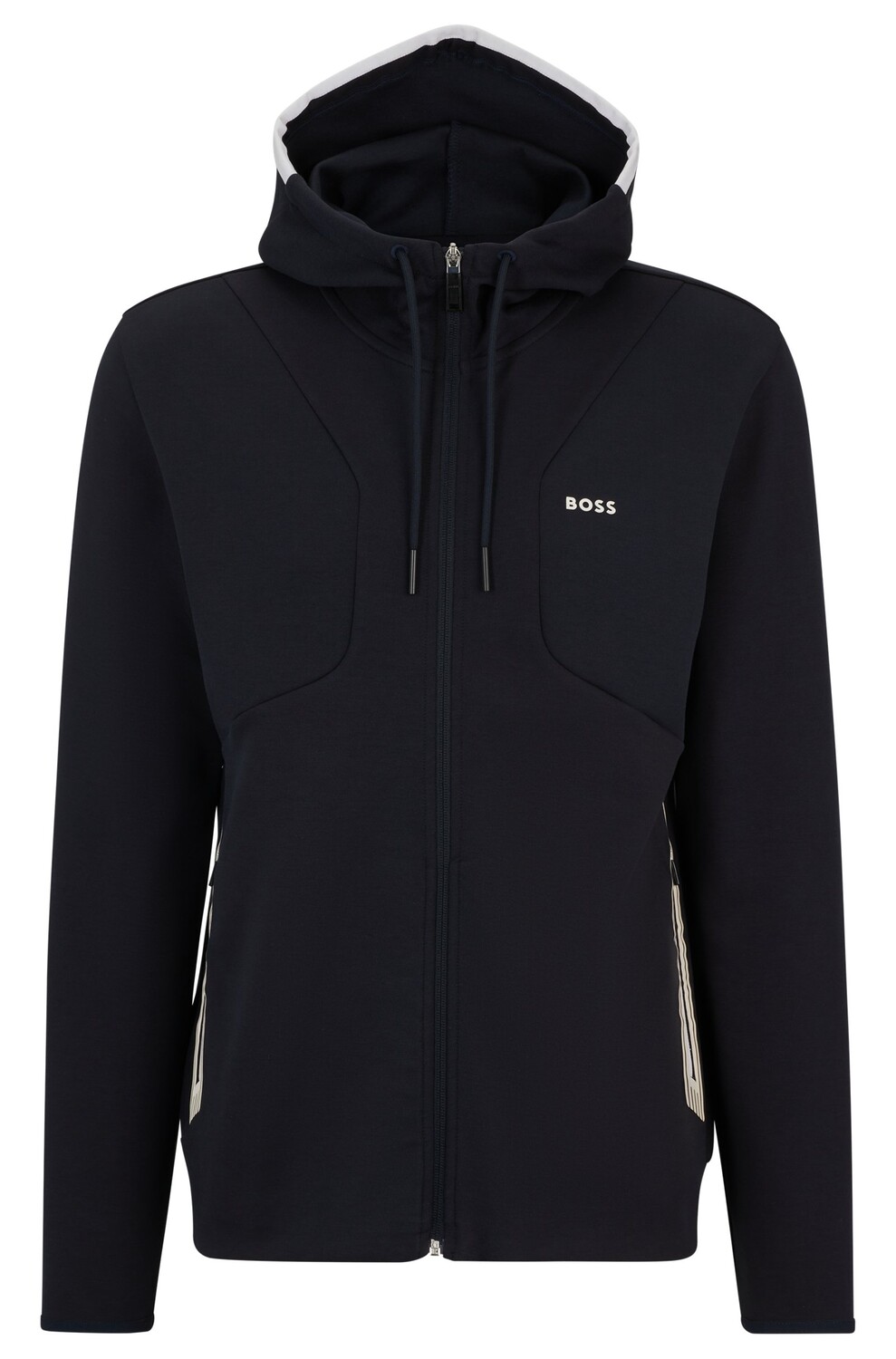 

Толстовка Boss Cotton-blend Zip-up With Hd Logo Print, темно-синий
