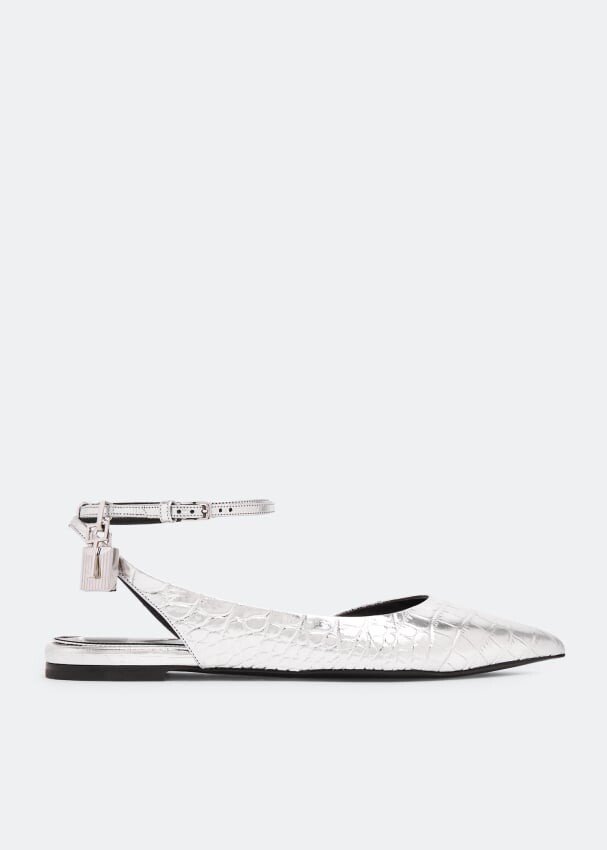

Балетки TOM FORD Padlock slingback ballerinas, серебряный