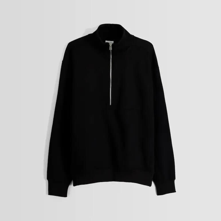

Толстовка Bershka High-Neck Zip-Up, черный
