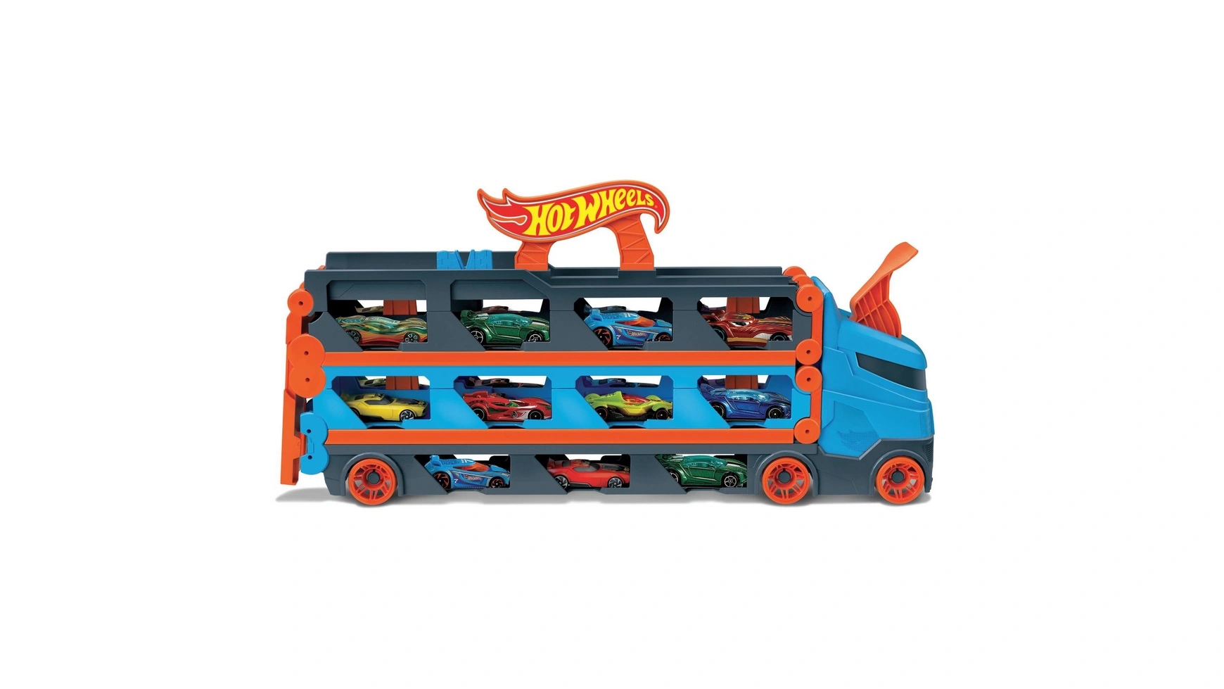 Гоночный транспортер Hot Wheels 2-в-1 с 3 игрушечными машинками настольная игра издательский дом лев hot wheels опасные повороты 4569 4