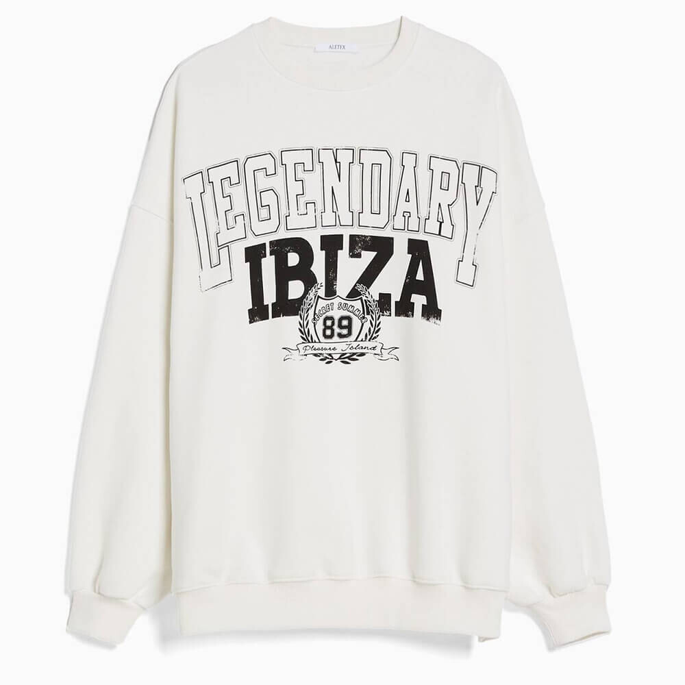 

Свитшот Bershka Printed Long Sleeve, кремовый