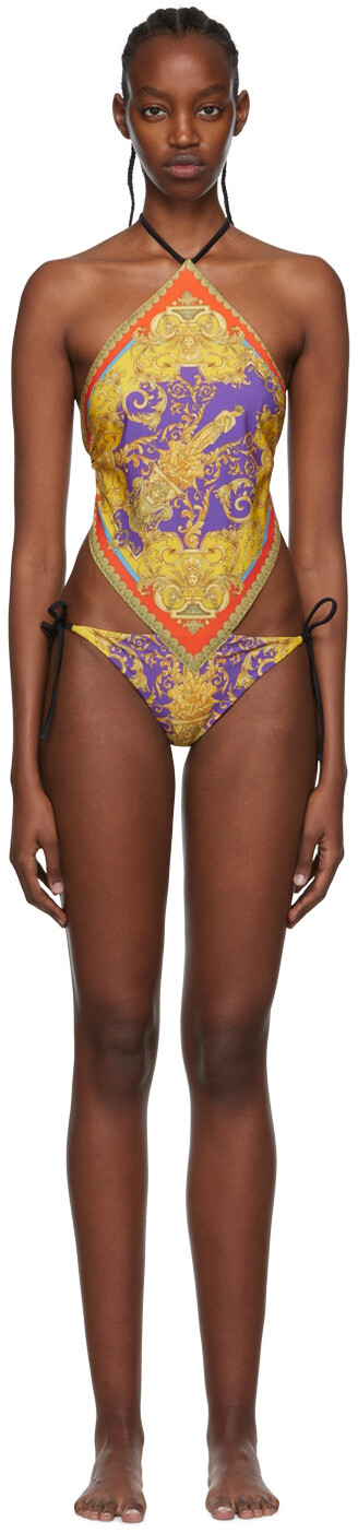 

Разноцветный цельный купальник Barocco Goddess Versace Underwear, Коричневый