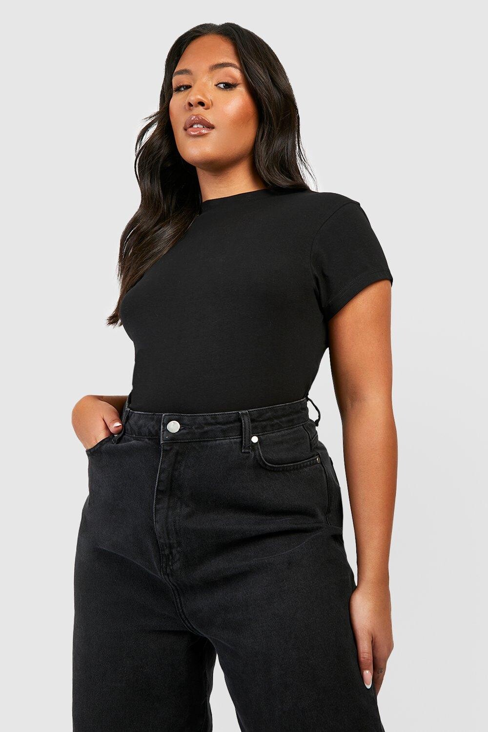 

Футболка plus basic с короткими рукавами Boohoo, черный