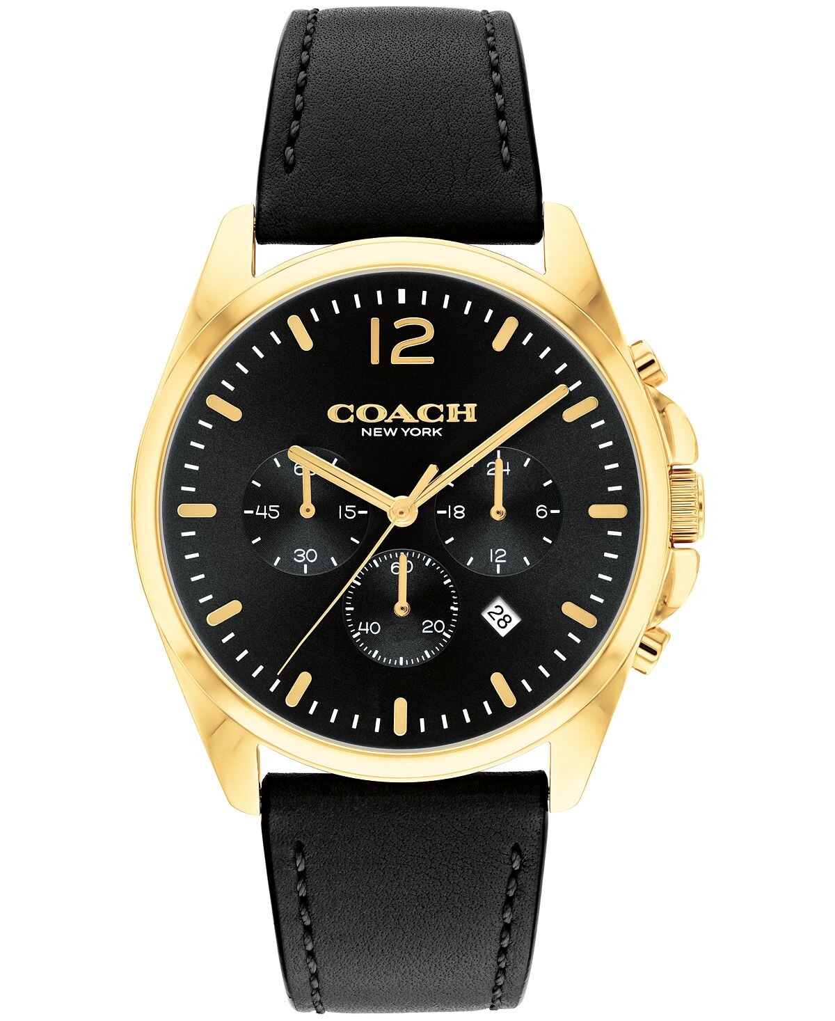 

Мужские часы Greyson с черным кожаным ремешком, 41 мм COACH, черный