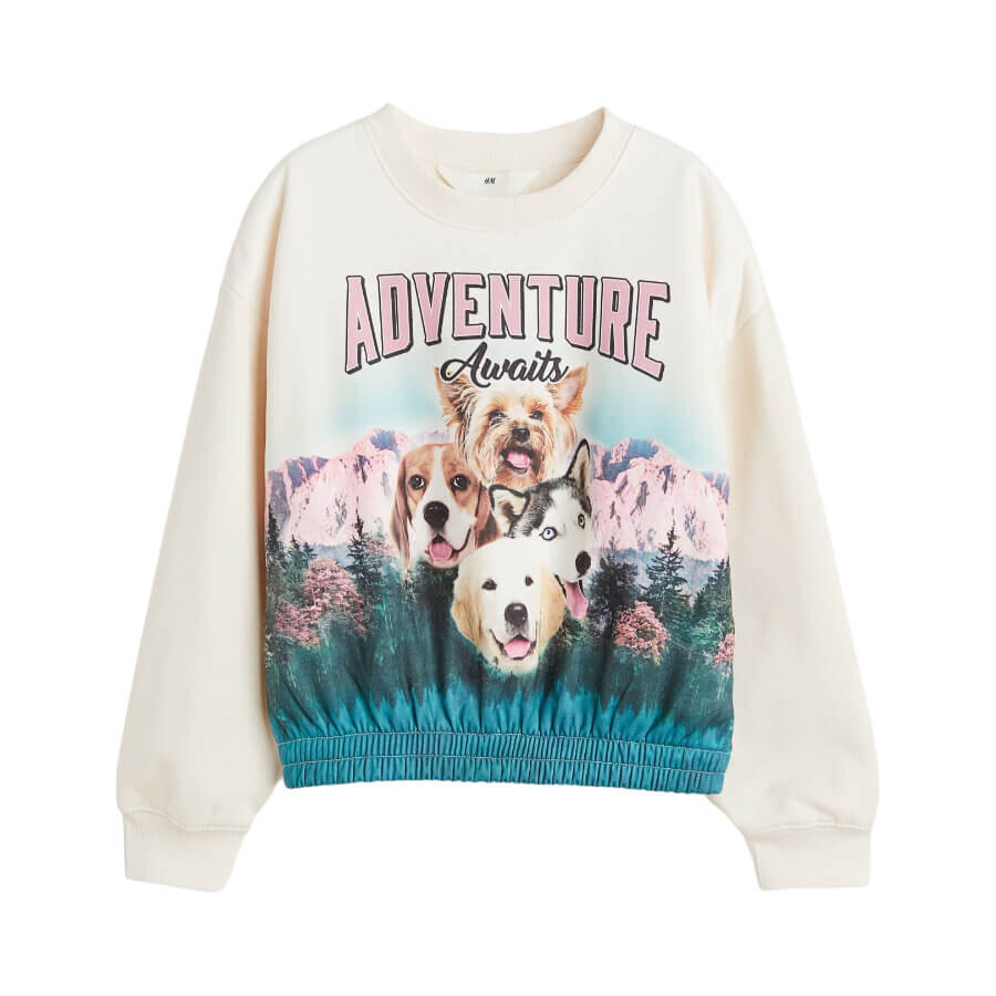 

Свитшот H&M Dogs Printed, кремовый