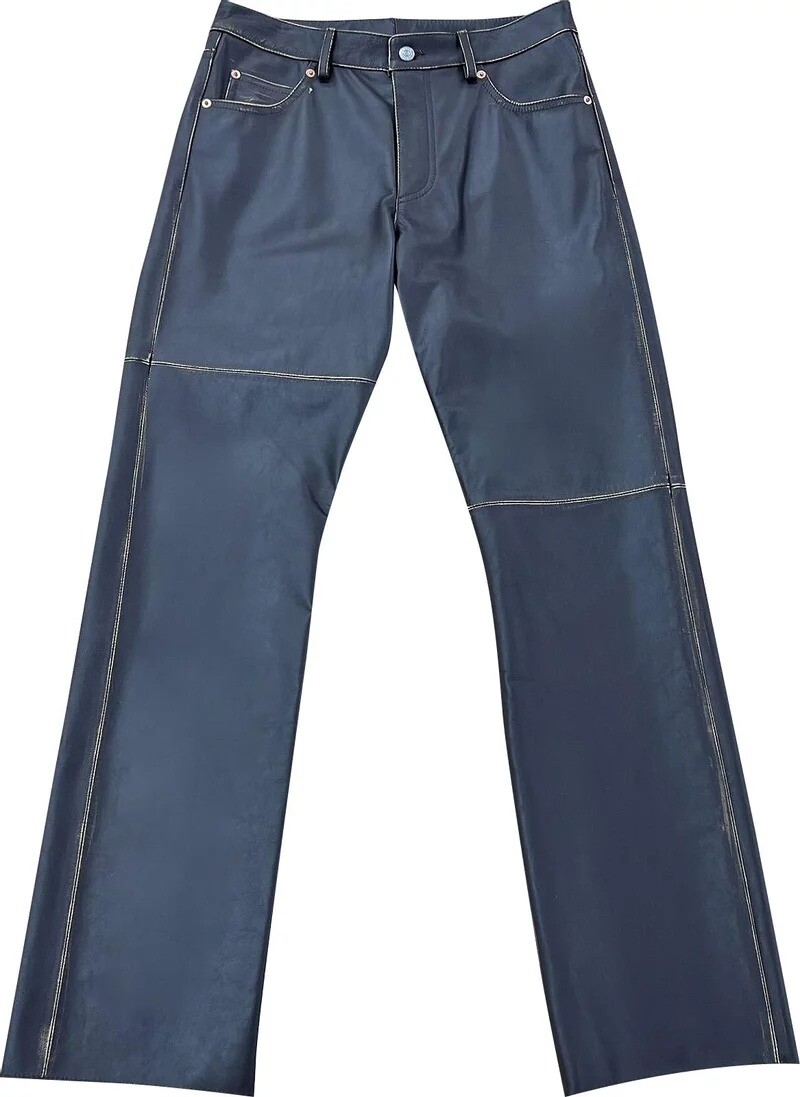 

Брюки MM6 Maison Margiela 5 Pocket Leather, синий