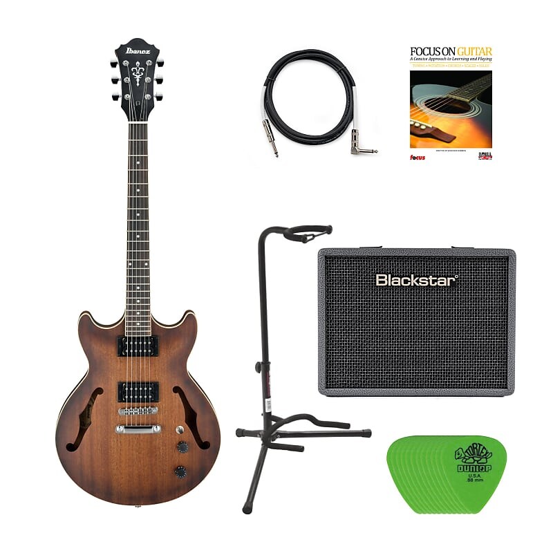 

Ibanez AM53 6-струнная электрогитара с полым корпусом (правая рука, табачная плоская) в комплекте с Blackstar Limited DEBUT15EBG и аксессуарами Ibanez 6-String Electric Guitar (Right-Hand, Tobacco Flat) with Limited Bundle