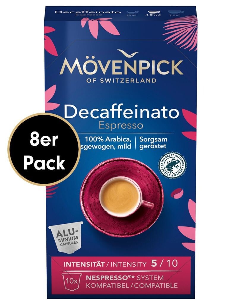 

Кофейные капсулы DECAFFEINATO ESPRESSO в алюминиевых капсулах от Mövenpick, 8х10 штук