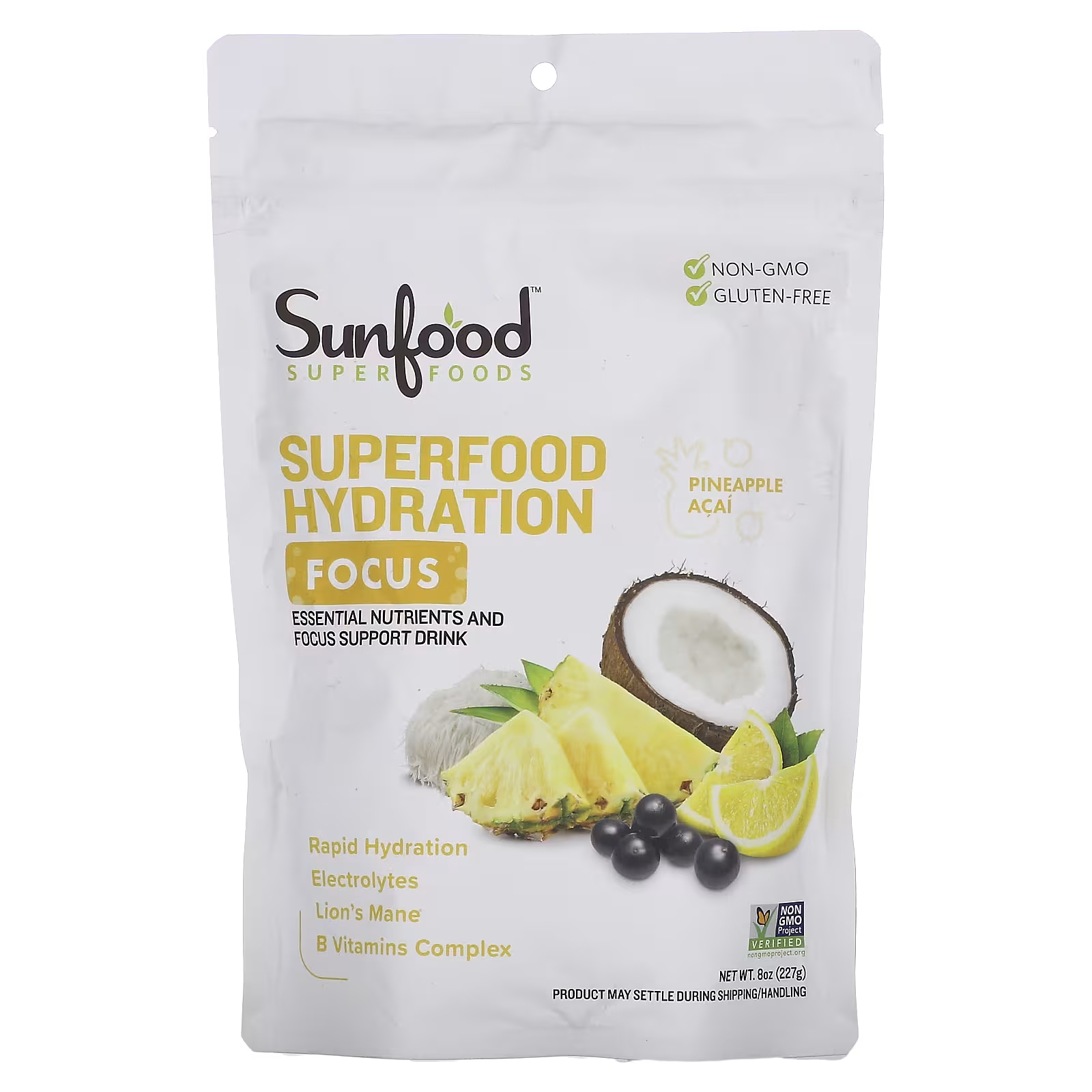 Суперфуд Sunfood Superfood Hydration Focus ананас и асаи, 227 г