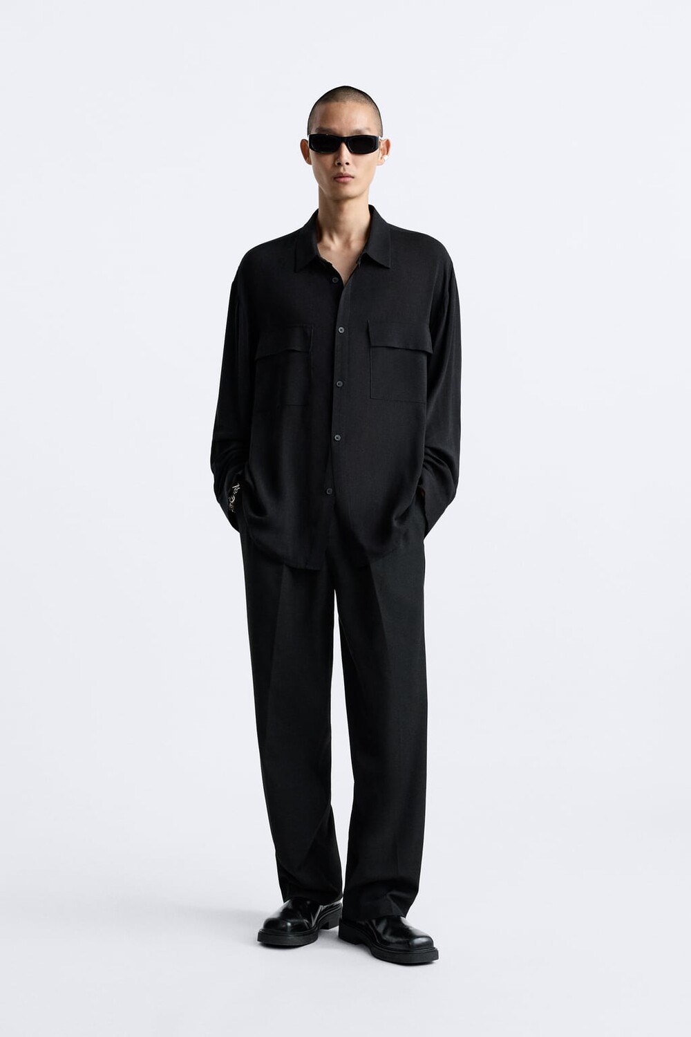 

Полупрозрачная рубашка из вискозы ZARA, черный