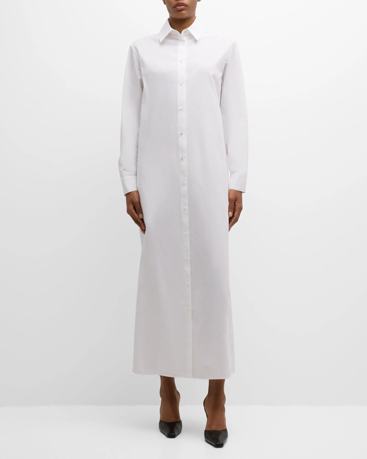 

Платье-рубашка макси Izumi с длинными рукавами THE ROW, цвет Off White
