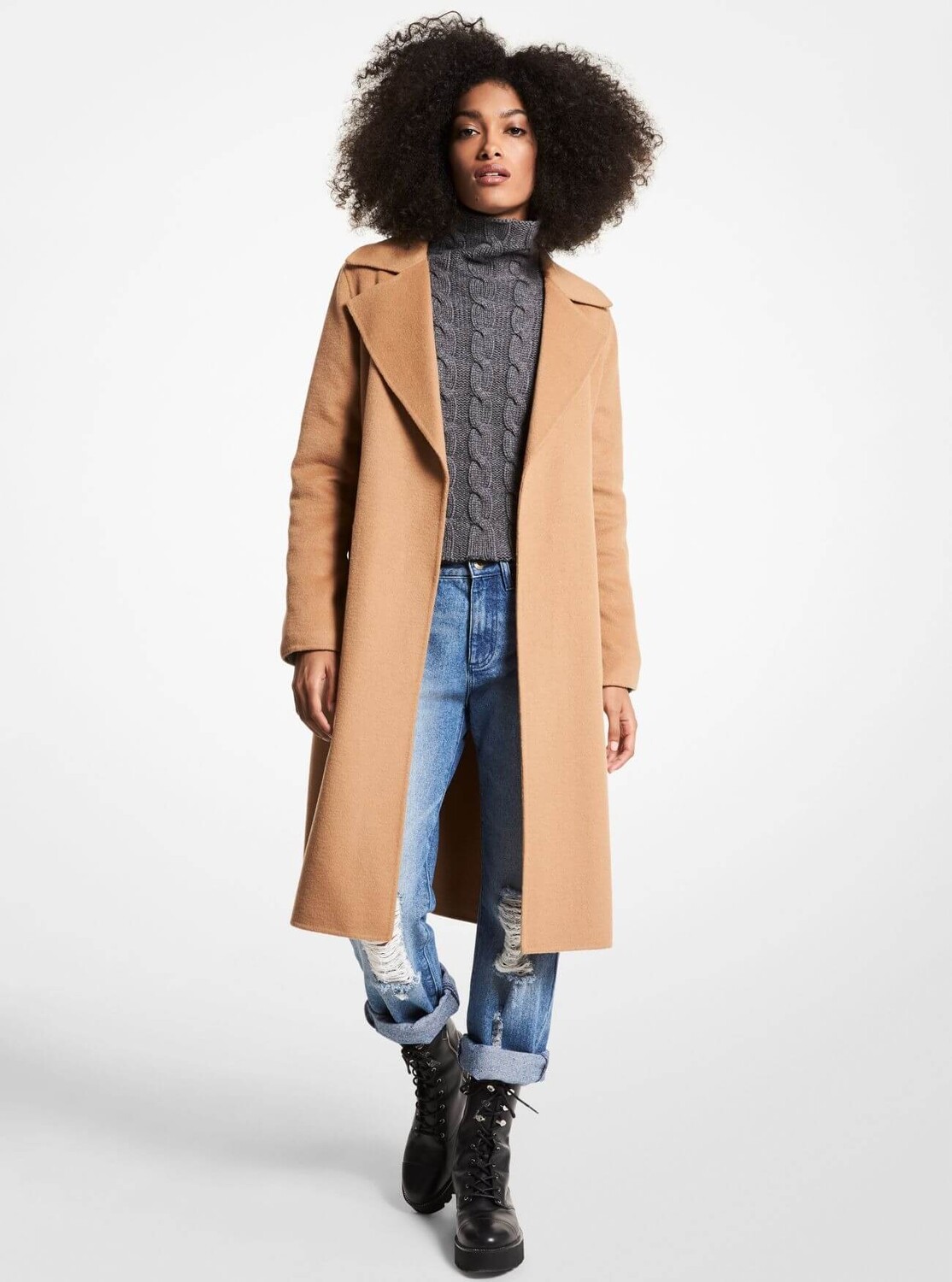

Пальто Michael Michael Kors Wool Blend Wrap, желтовато-коричневый