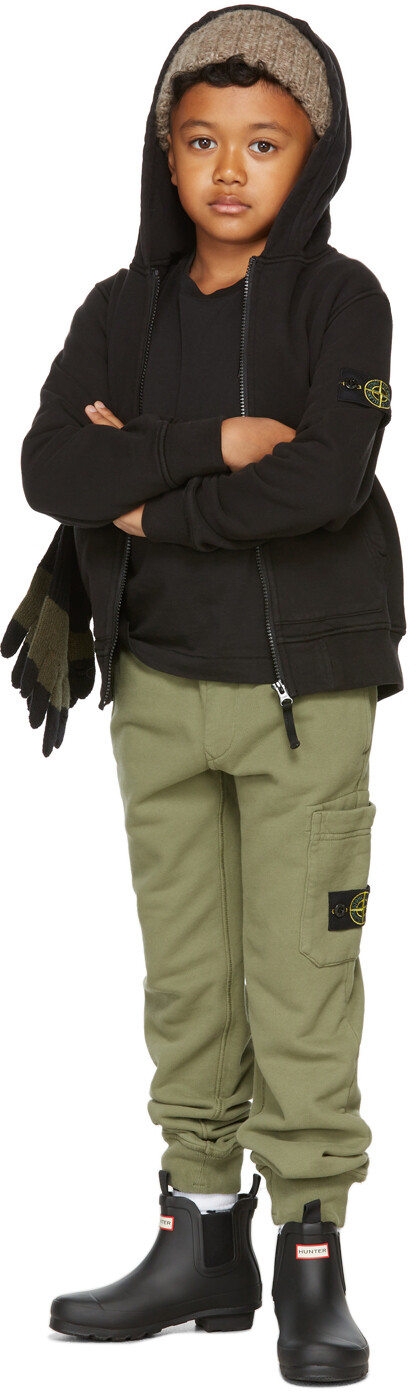 

Детская черная футболка с логотипом Stone Island Junior