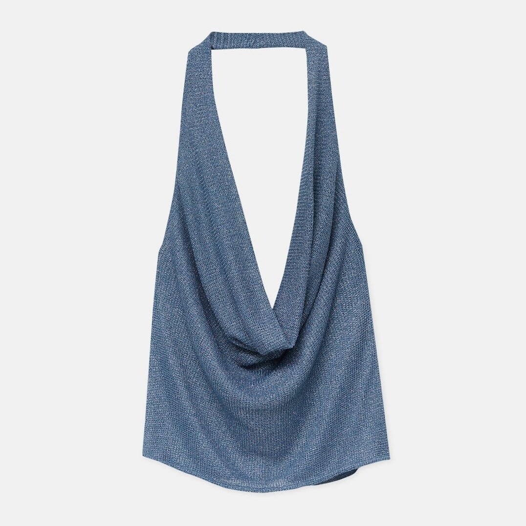 

Топ Pull&Bear Shimmery Knit Halter, синий