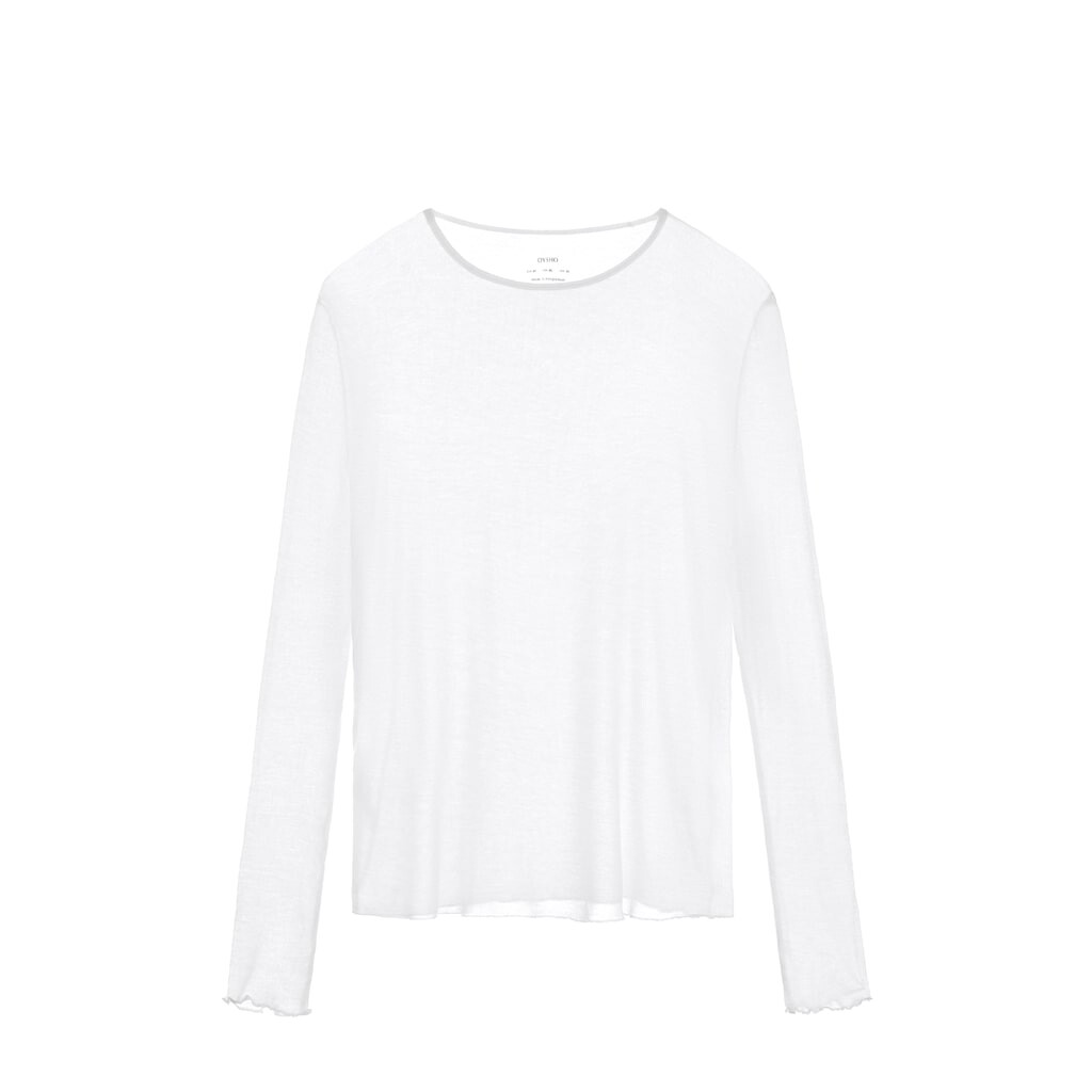 

Футболка OYSHO Extra-fine Long-sleeved, белый